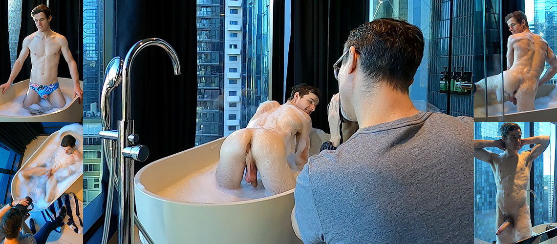 Behind the Scenes With Brad Soaking in the Bubble Bath