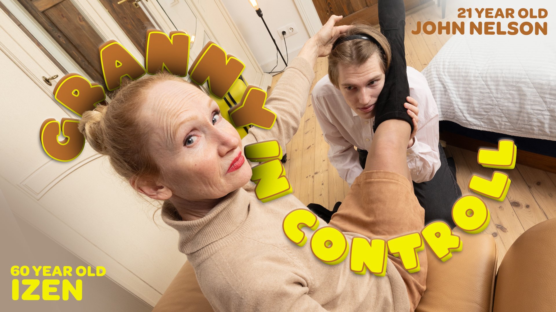 Granny Izen gets her juicy 60 year old pussy fucked by a young guy!