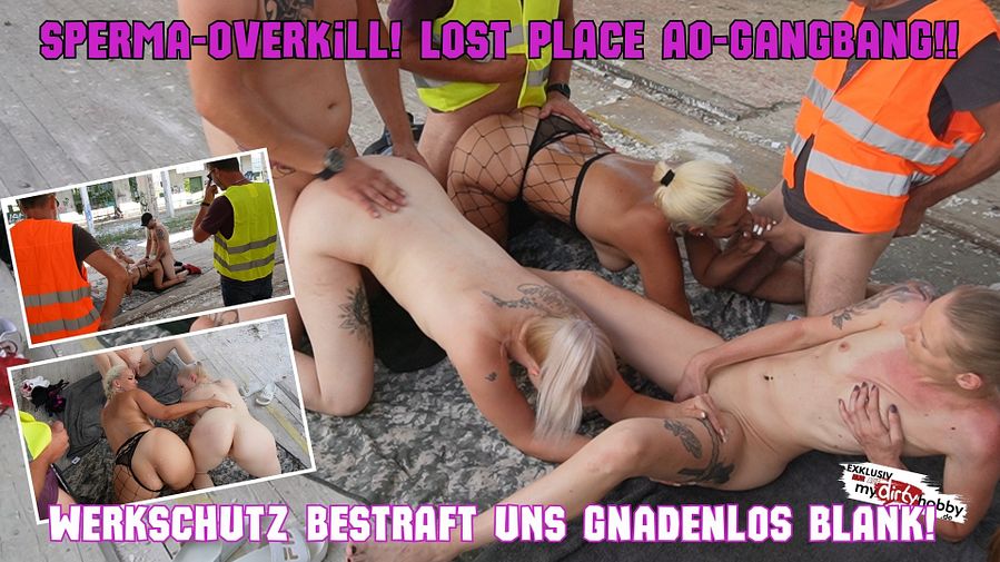Cum overkill! LOST PLACE AO gangbang - SECURITY PUNISHES US MERCIFICALLY!
