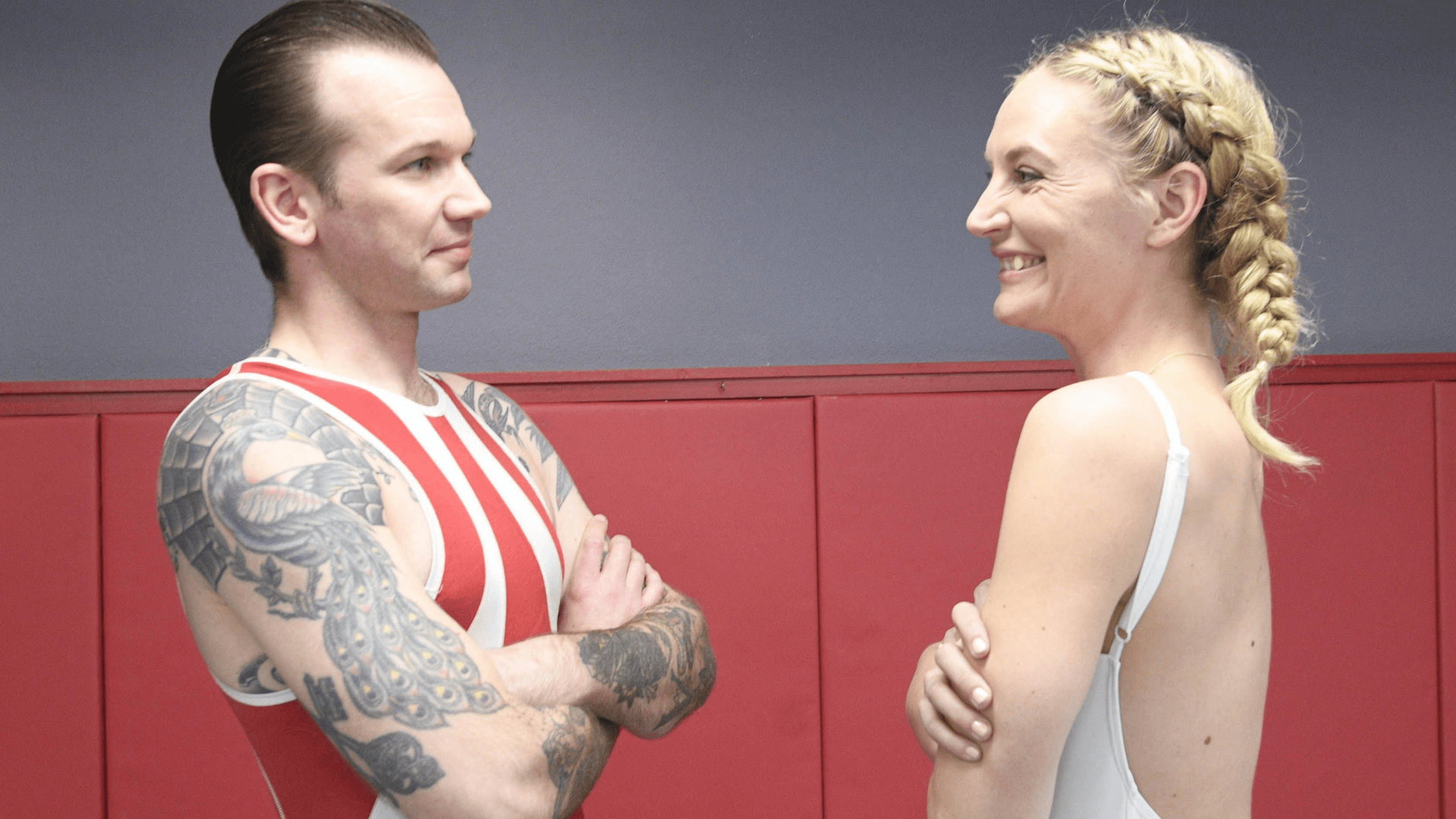 Man destroys blonde babe in wrestling then destroys herpussy