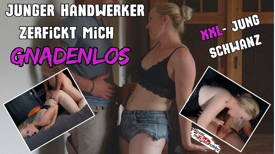 Young craftsman fucks me MERCILESSLY | XXL cock cums all over my face!