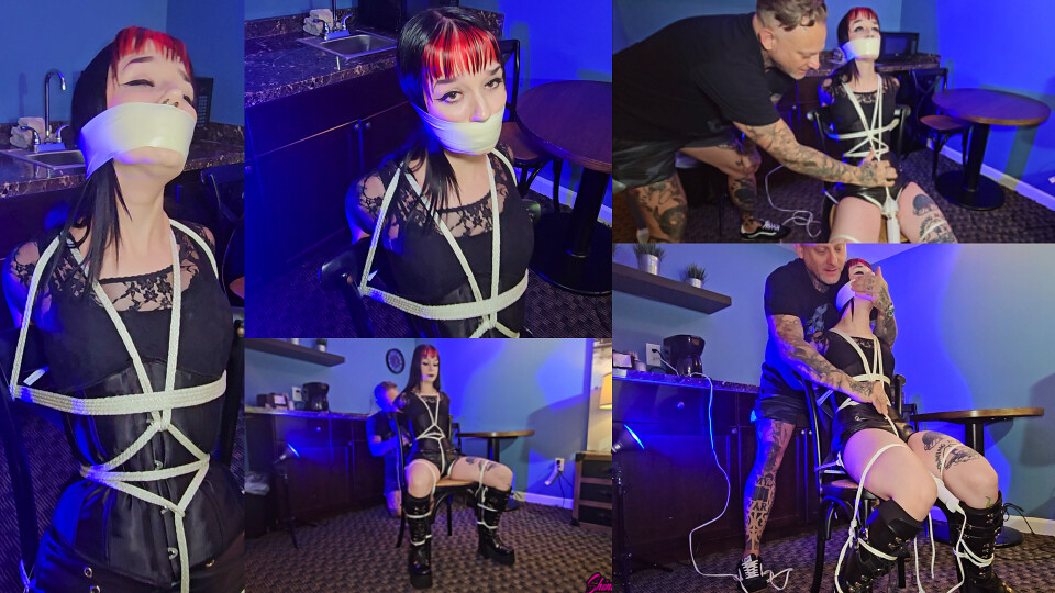 Goth Domme Chairtied and Cumming