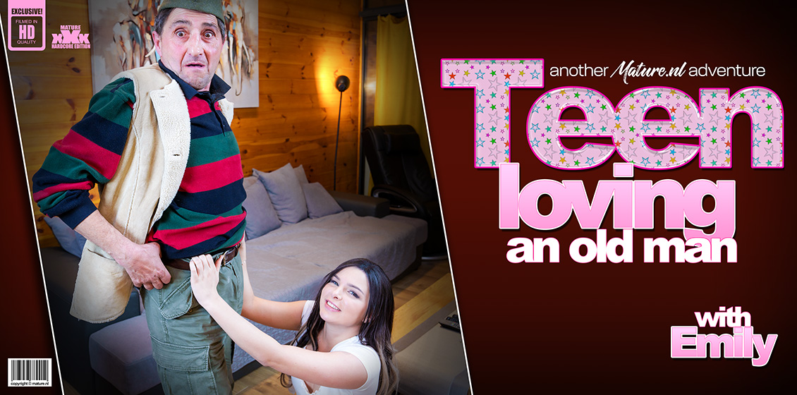 Old man Goran gets to fuck his hot teeny neighbour babe Emily F. who fucks him like a maniac