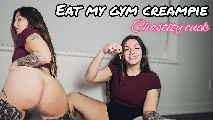 Chastity Cuck Eats Gym Bro's Creampie