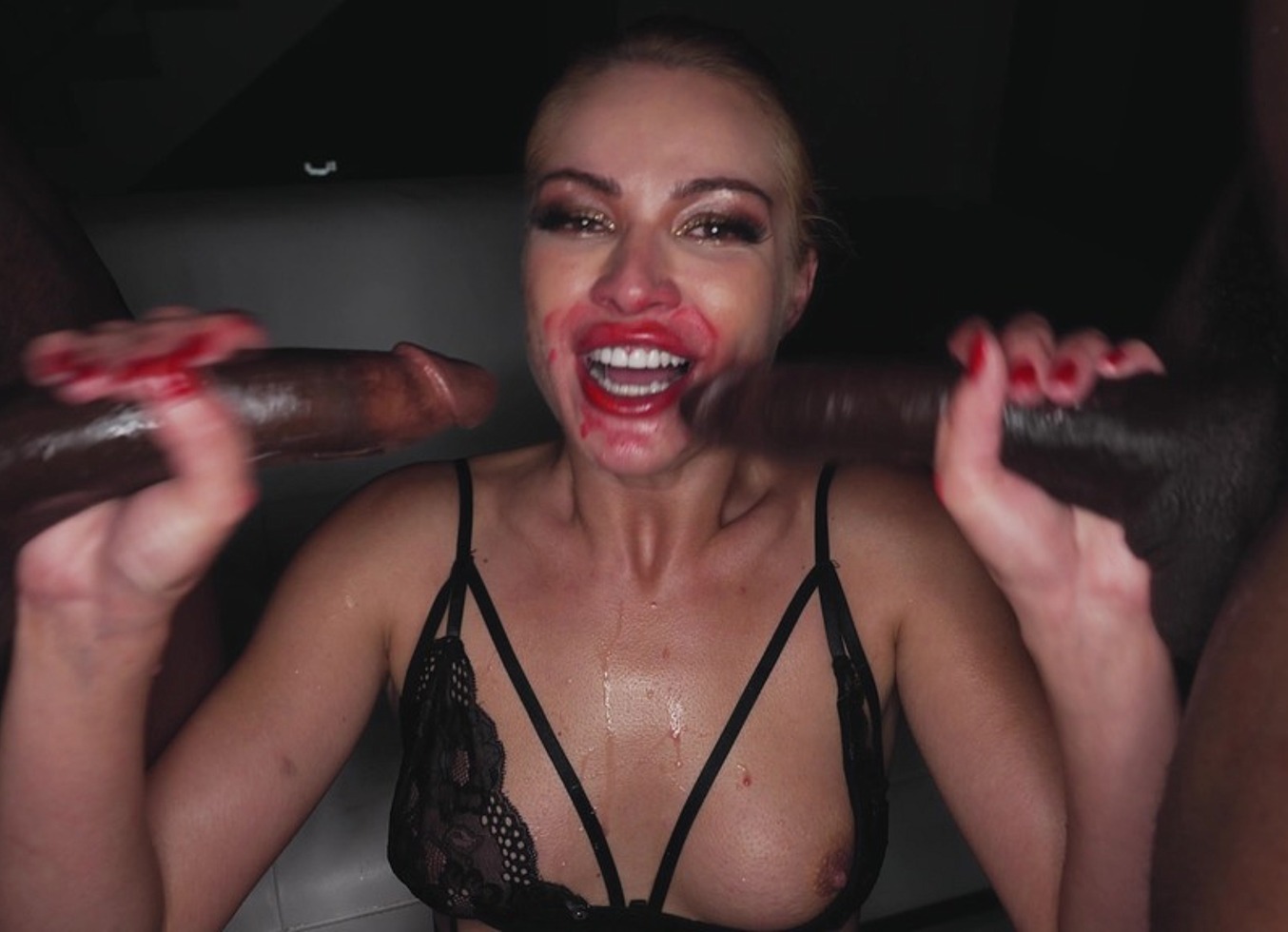 CHALLENGING DOUBLE-PENETRATION WITH TWO BLACK MONSTER COCKS