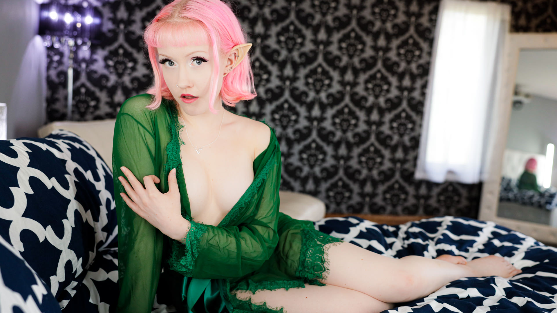 Naughty elf Evie Rees is fingering herself