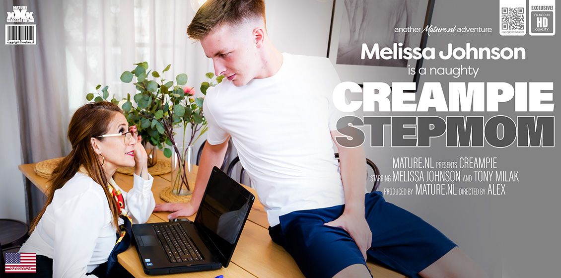 Creampie loving MILF Melissa Johnson is a stepmom that gets a creampie from her stepson