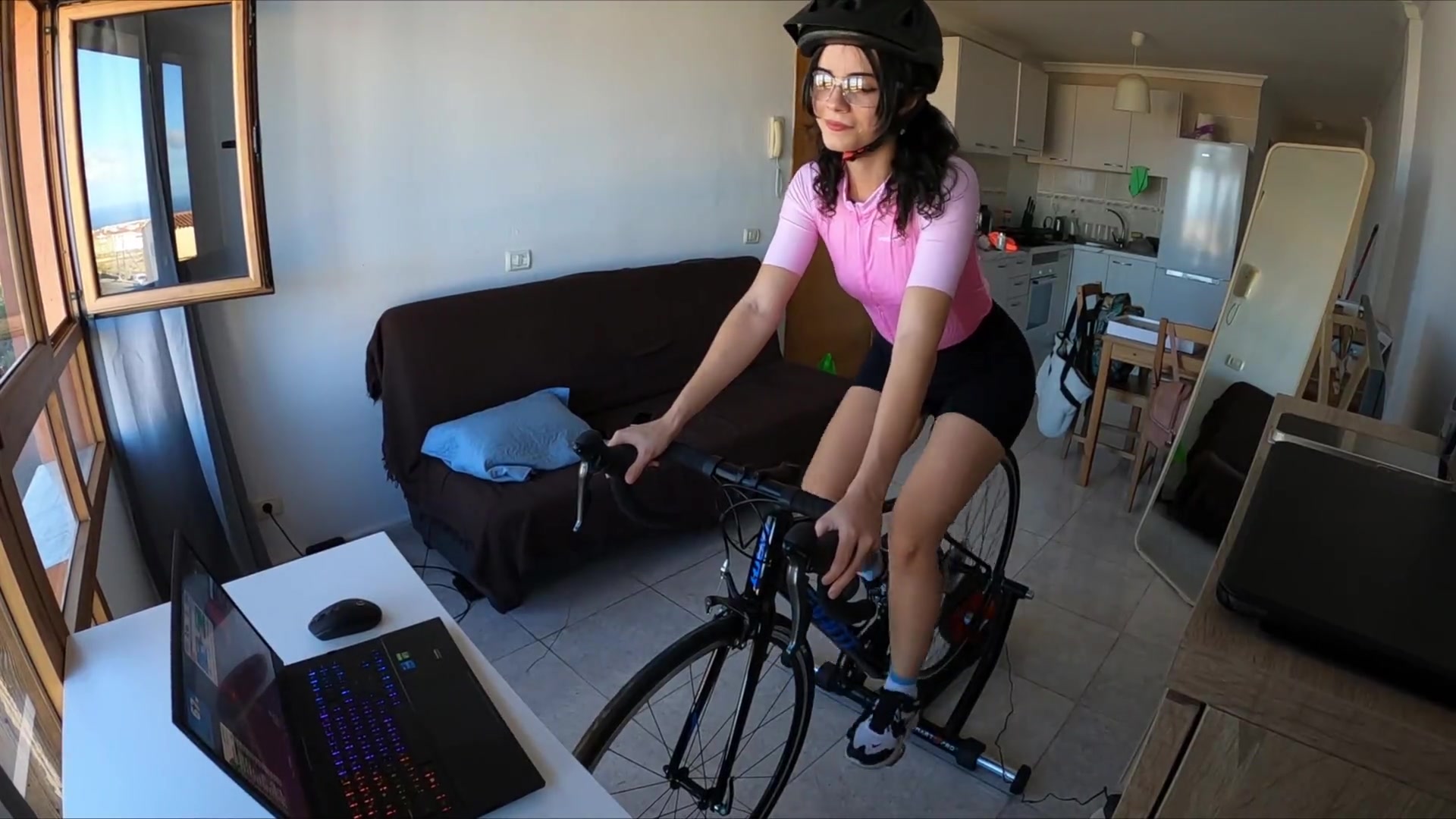 Cycling Online With A Plug In My ass (with fans)