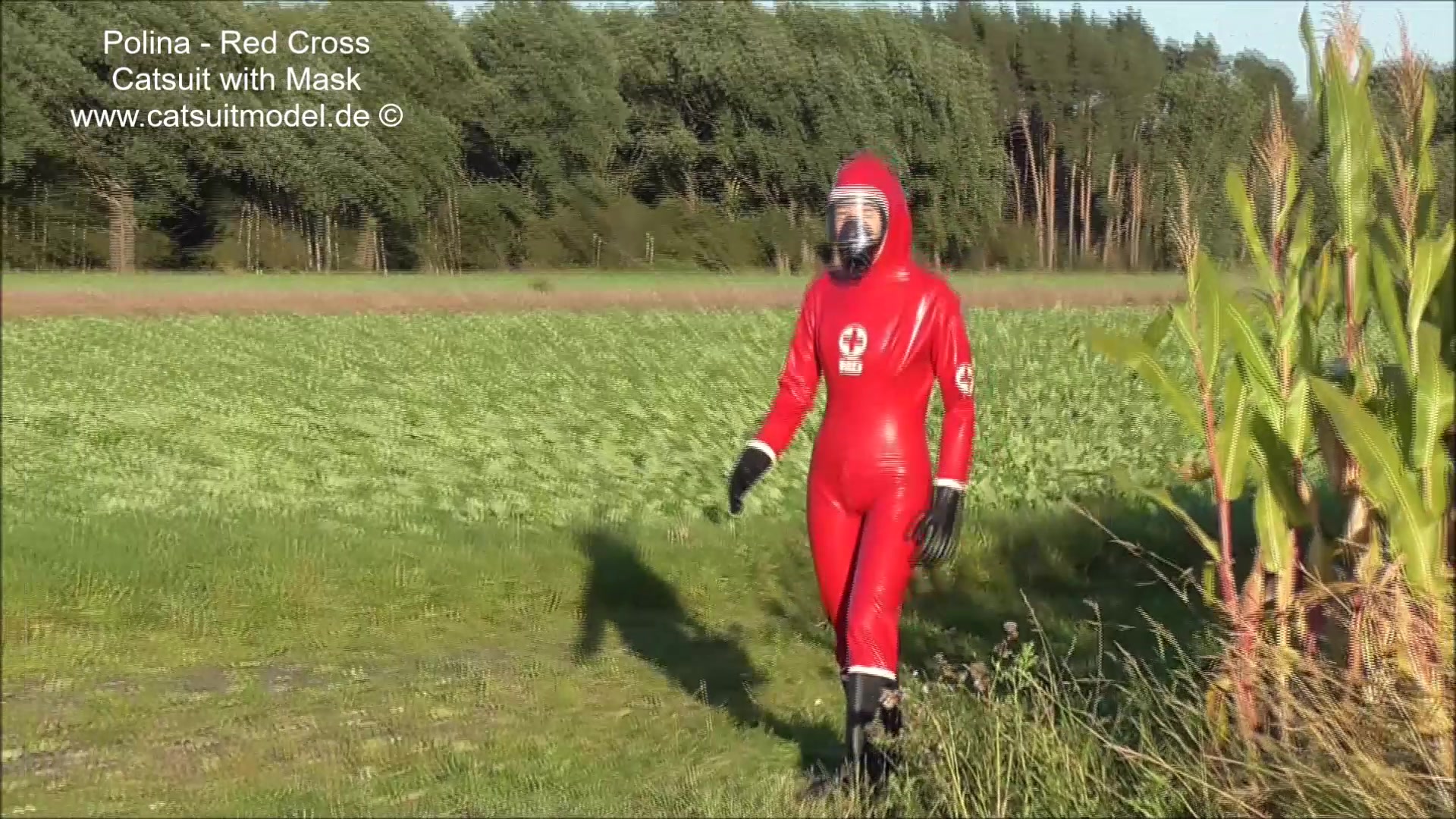 Polina Red Cross Catsuit