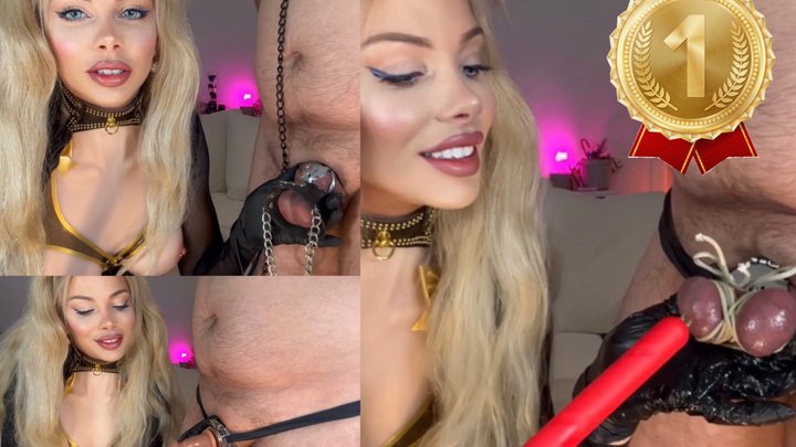 The BEST CBT Inverted Chastity with fake penis & electro - Slavena