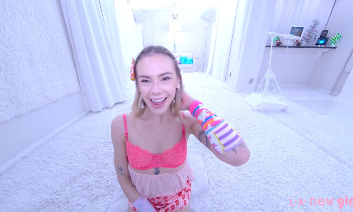 Super Hot Blonde Model, Playful, Strips In The Studio.