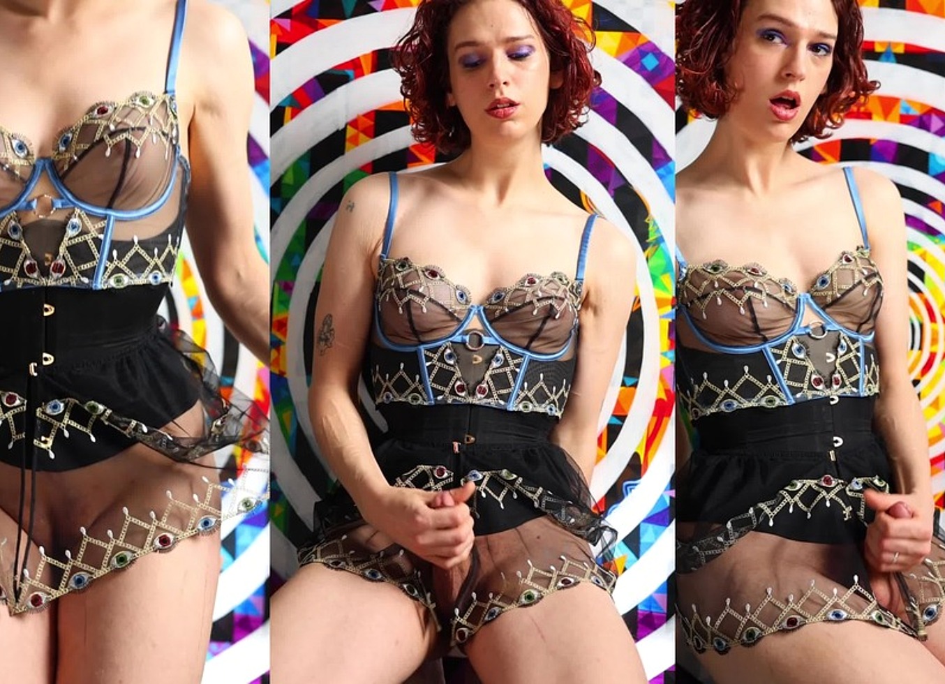 Surreal lingerie jerk off