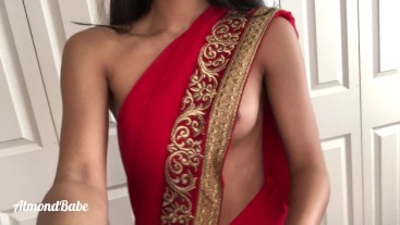 Stripping from my saree Indian dress! HOT masturbation and big ORGASM