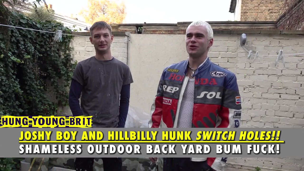 JOSHY BOY AND HILLBILLY HUNK SWITCH HOLES!! SHAMELESS OUTDOOR BACK YARD BUM FUCK!!