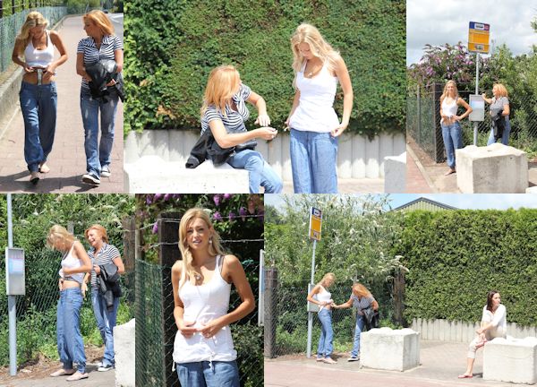 The bus stop - belted in public