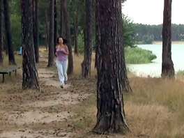 Rita interrupts her morning run