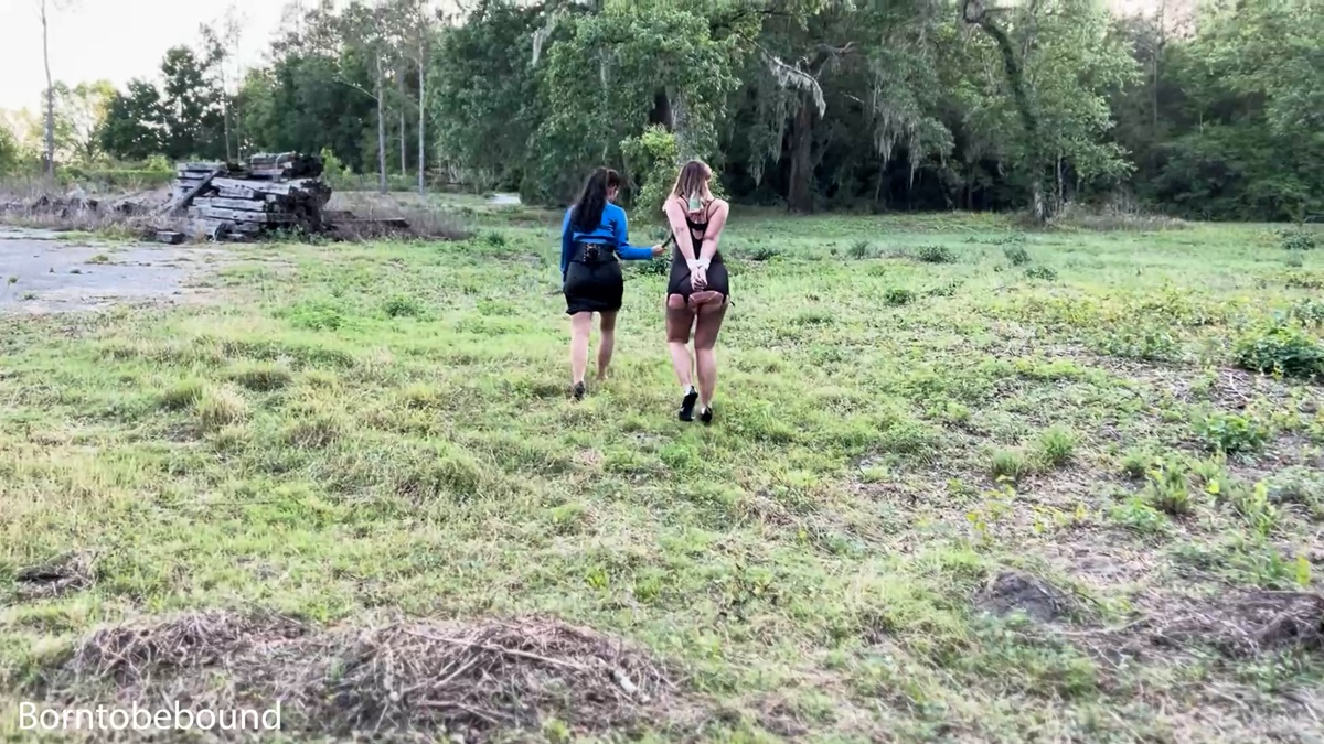 Lingerie bound and lovely Carissa Dumond tied up outside in Florida