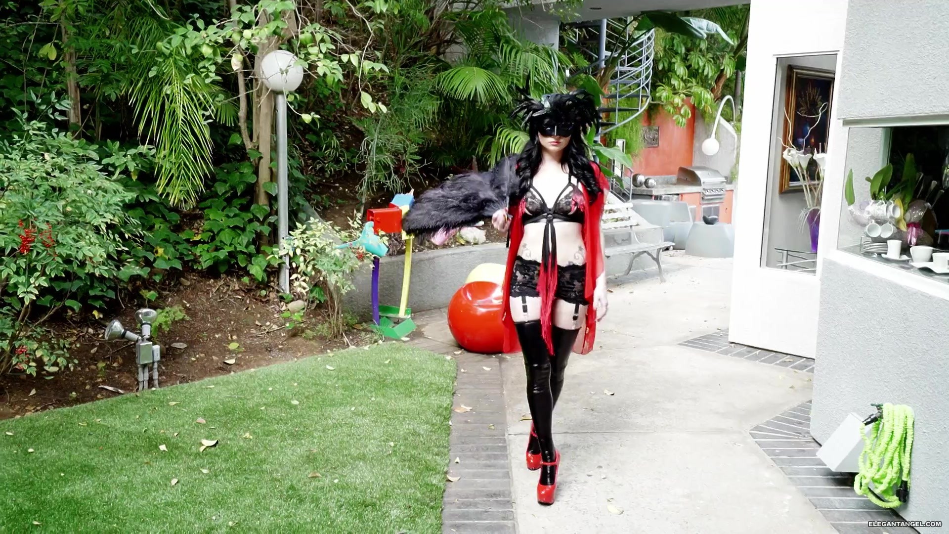 Pale Black Haired Babe in Sexy Lingerie Veruca James Takes a Hard Ass Fucking