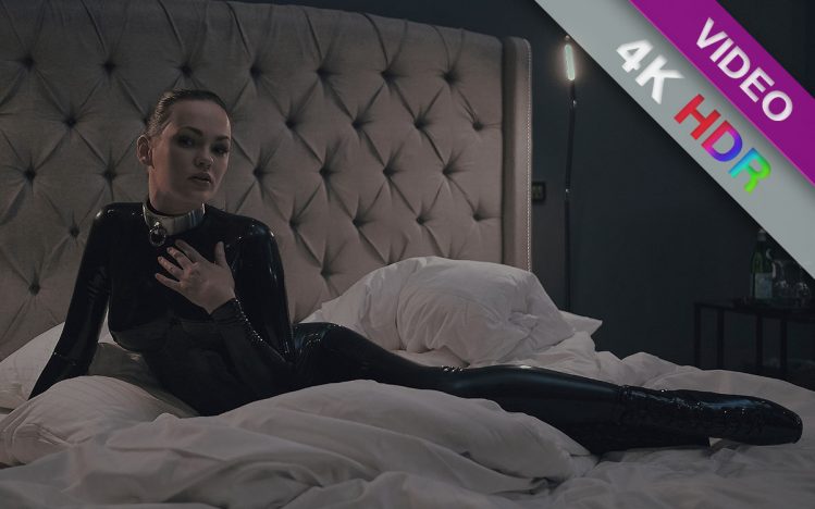 #352 Black shiny girl on the bed