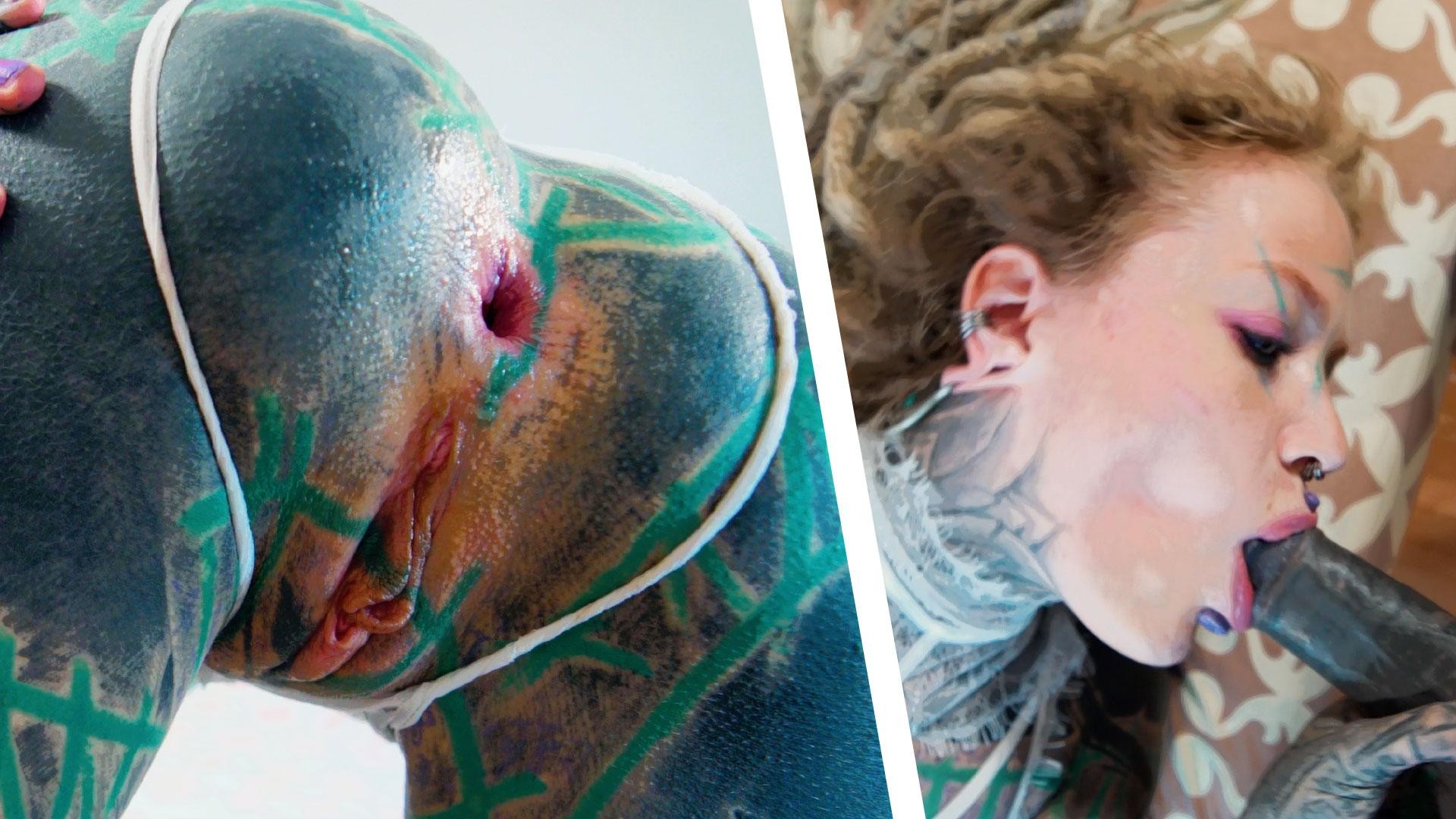 Sexy Tattoo Girl in Lingerie Rough Anal Fuck