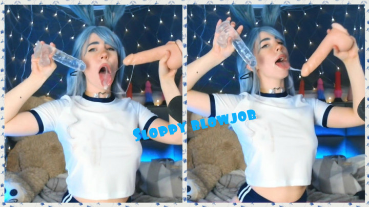 Showed her skill slobbering blowjob