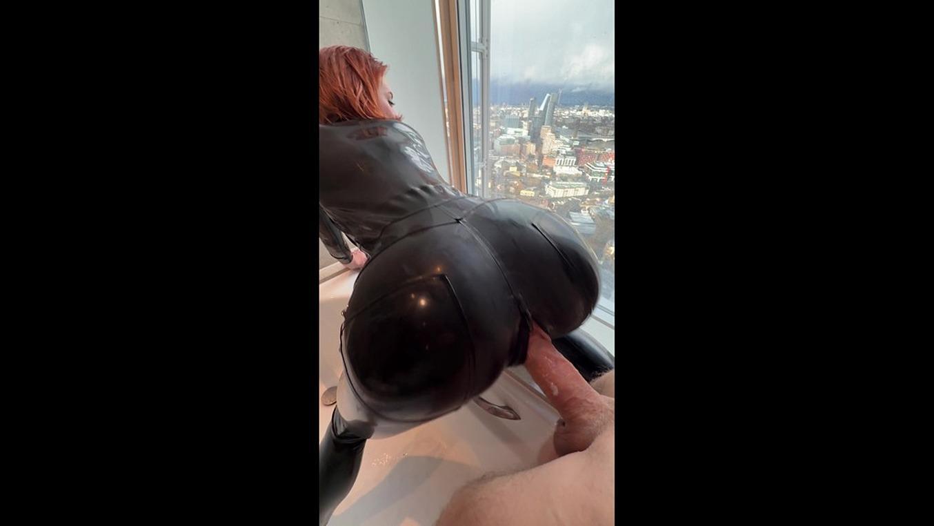 Piss And Foamy Creampie For A Good Latex Girl