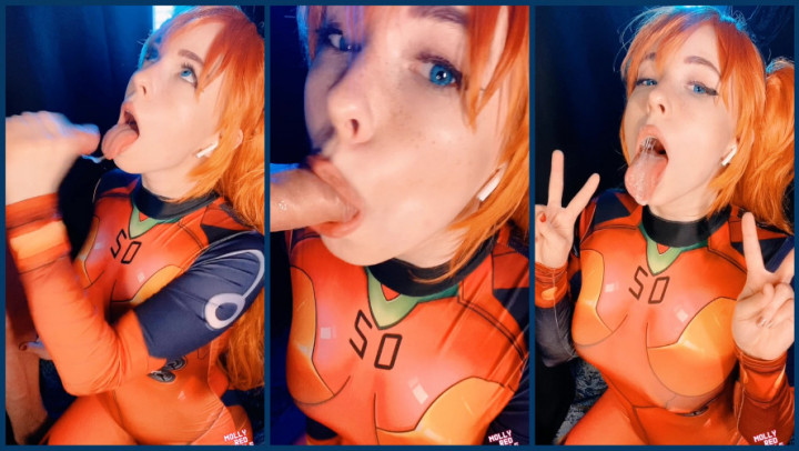 Selfie Asuka. Shinji cums in her mouth