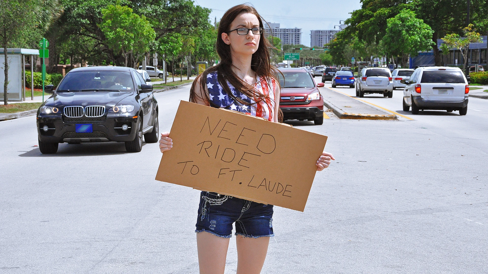 Stranded Teen Sucks Cock