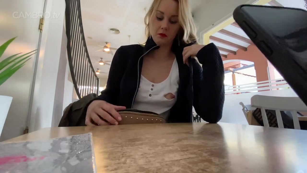 Ripped clothes flashing in cafe & at the mall