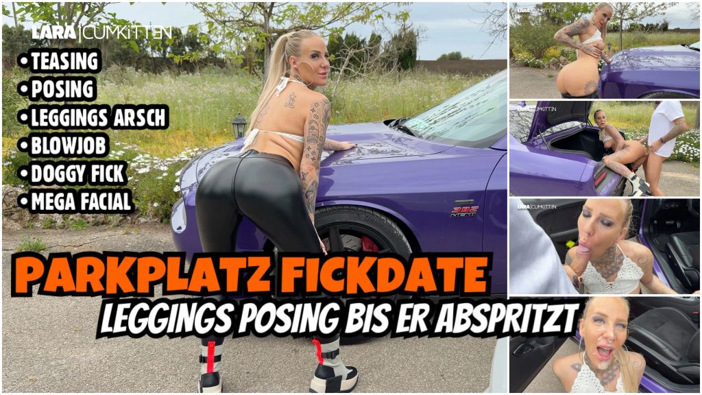 PARKING LOT HOOK-UP | Posing in leggings until he jerks off