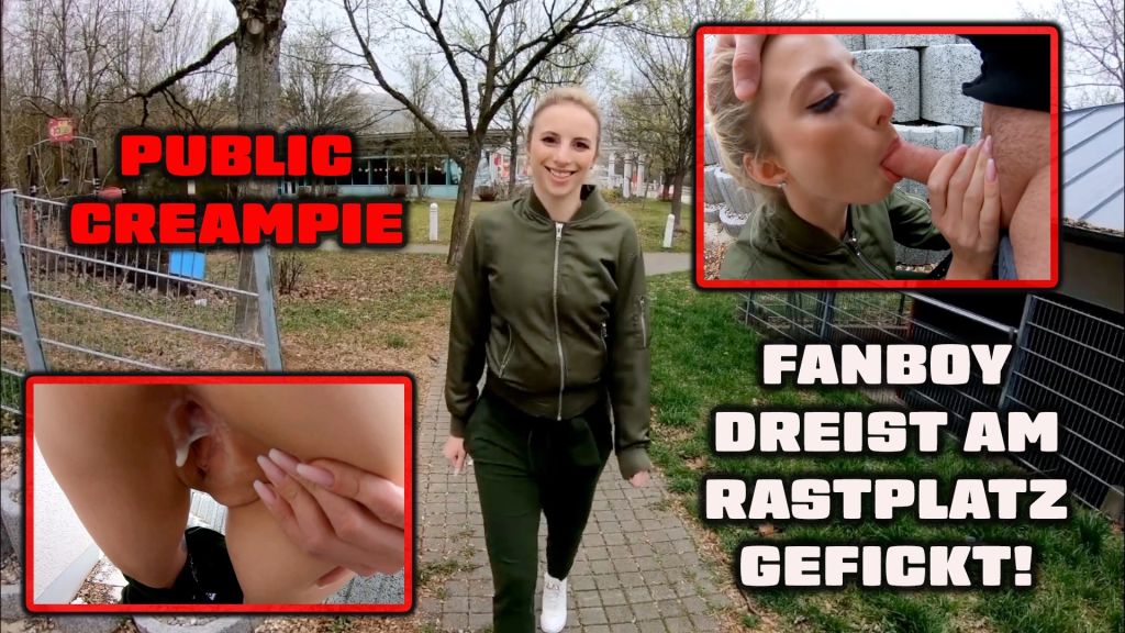 PUBLIC CREAMPIE ! FANBOY BRAZENLY FUCKED AT THE MOTORWAY SERVICE AREA!