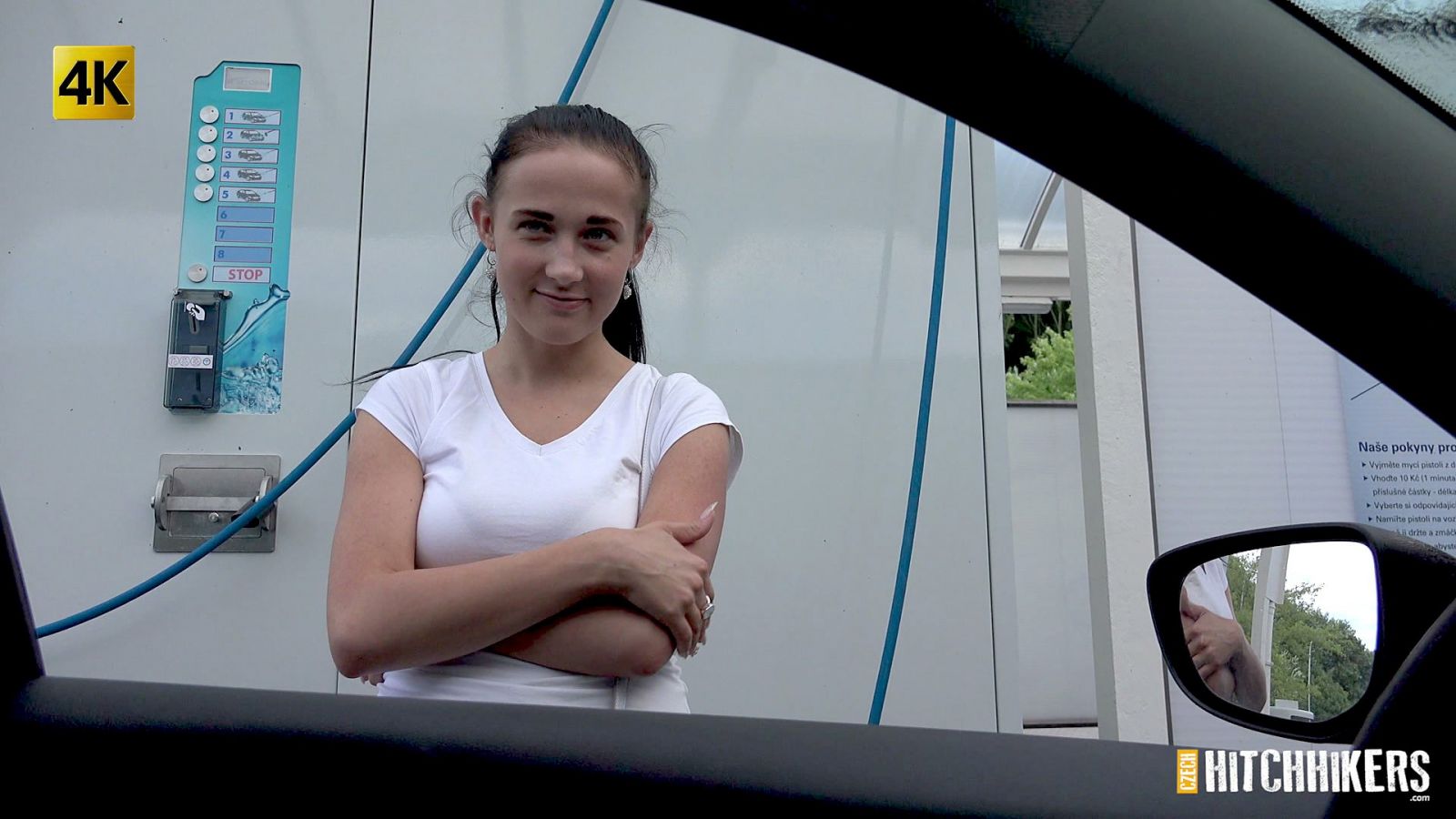 She gets fucked after cleaning the car!