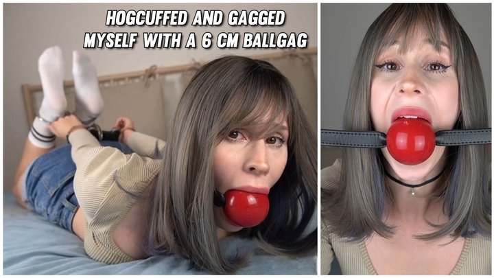 Pinkieneko - Hogcuffed and Gagged Myself with a 6 cm Ballgag (fullHD)