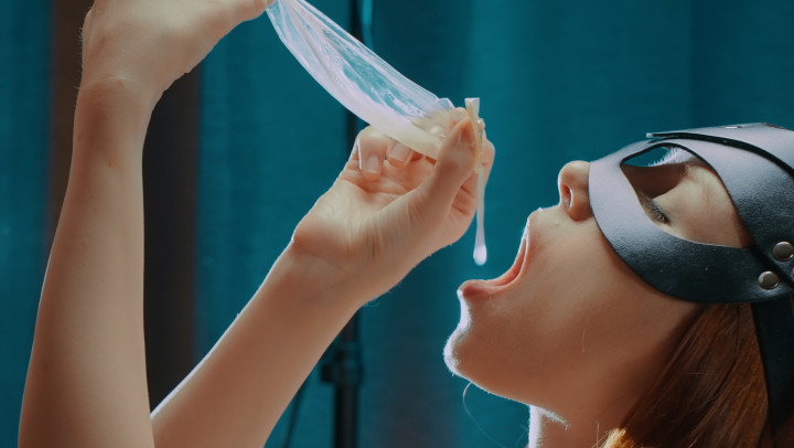 SLAVE CONDOM CUM DRAINING in SLOW-MO