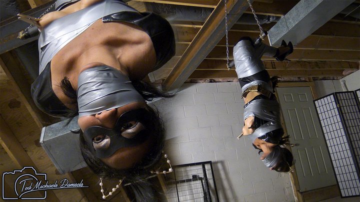 Jade Kitten is Bound and Gagged With Tight Tape While Hanging Helpless in an Inverted Hogtie with Monica Jade - 720